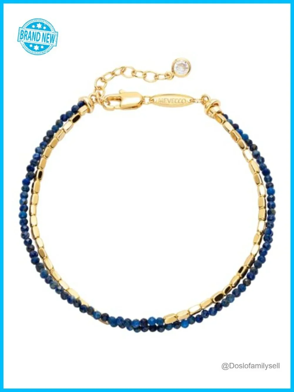 Layered Stone Mixed Bracelet 18K Gold Plated Handmade Charm Chain Bracelet